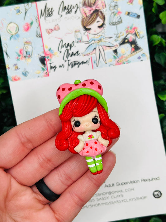 Famous Character Strawberry Doll Clay | Polymer Clay | Bow Center | Bow Supplies | Clay Center for Bows | Embellishment