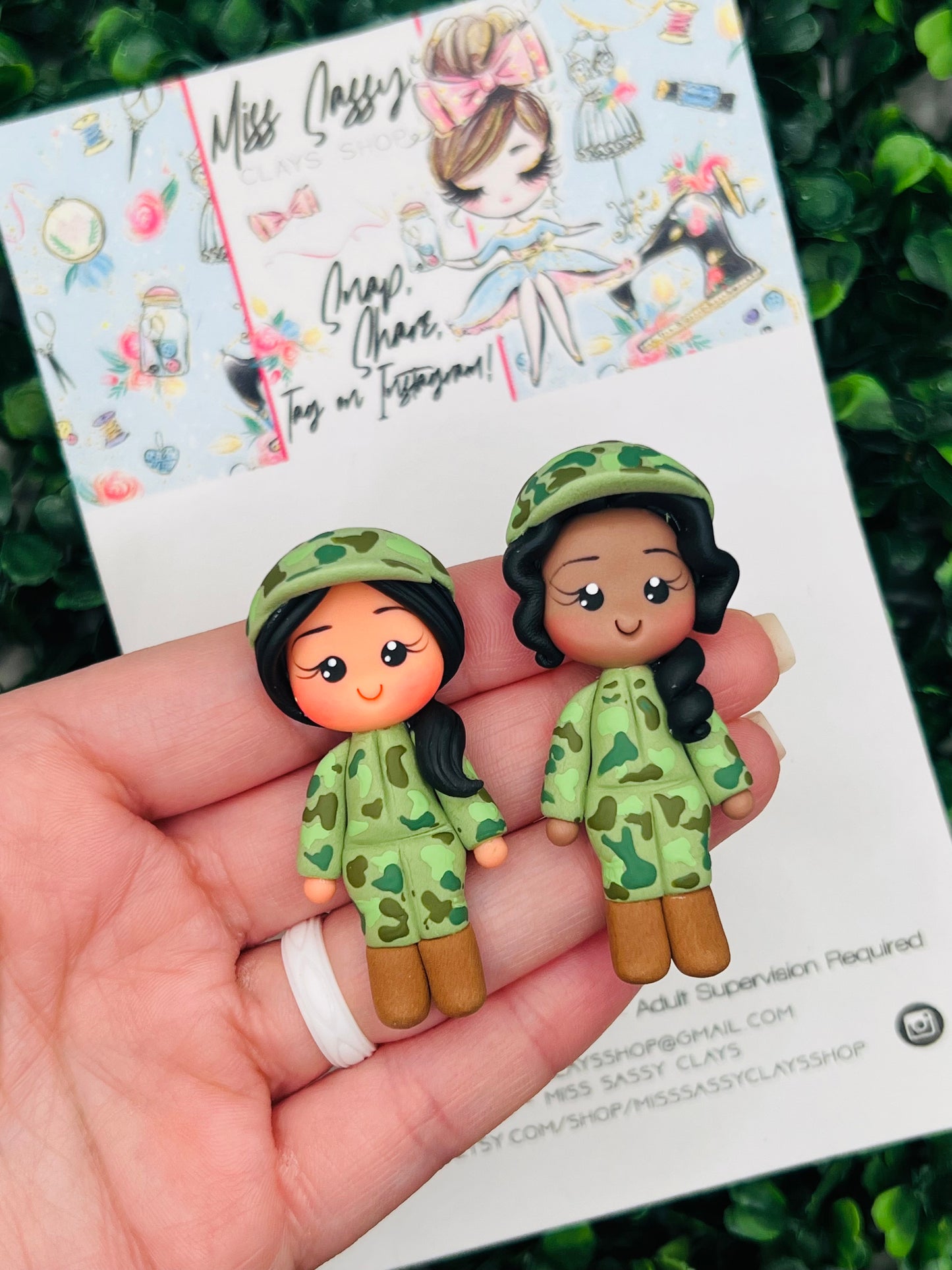 Military Army Doll Clay | Polymer Clay | Bow Center | Bow Supplies | Clay Center for Bows | Embellishment