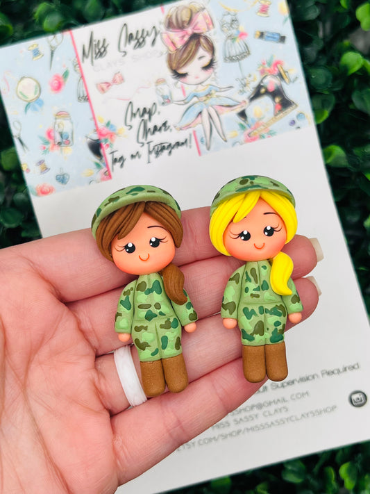 Military Army Doll Clay | Polymer Clay | Bow Center | Bow Supplies | Clay Center for Bows | Embellishment