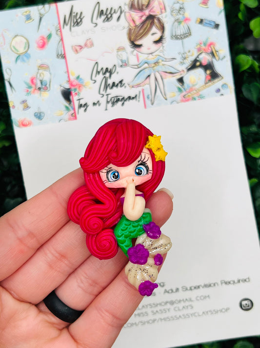 Famous Character Princess Mermaid Clay | Polymer Clay | Bow Center | Bow Supplies | Clay Center for Bows | Embellishment