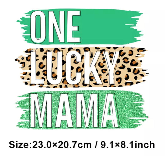 One Lucky Mama St. Patricks’s Day Animal Print DTF Heat Transfer Ready to Press