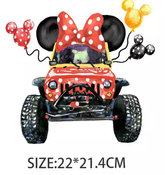 Mouse Jeep Balloon Birthday DTF Heat Transfer Ready to Press