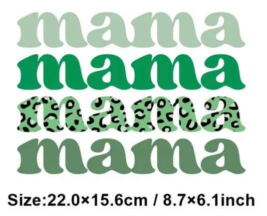 Mama Mom St. Patrick’s Day Green Animal Print DTF Heat Transfer Ready to Press