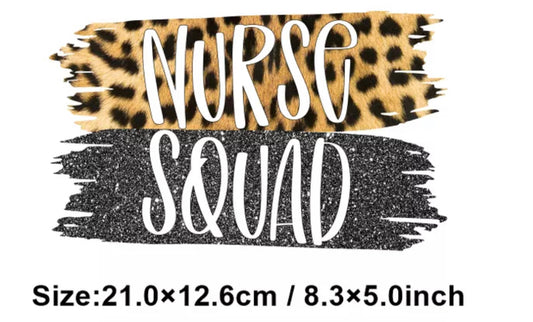 Nurse Squad Nursing Animal Print DTF Heat Transfer Ready to Press