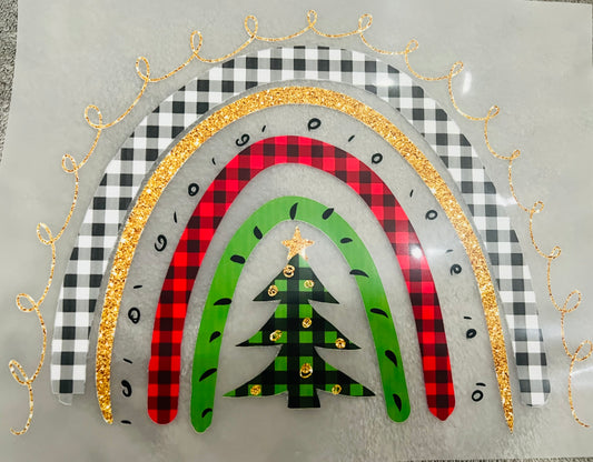 Christmas Rainbow Buffalo Plaid DTF Heat Transfer Ready to Press