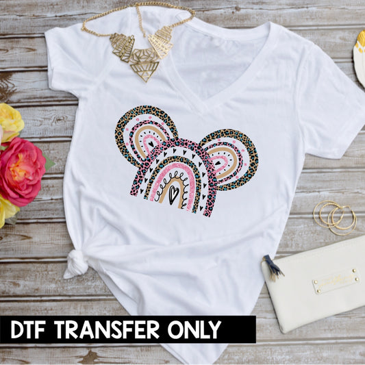 Valentine’s Day Love Mouse Rainbow Heart DTF Heat Transfer Ready to Press