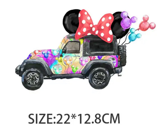 Mouse Jeep Balloon Birthday DTF Heat Transfer Ready to Press