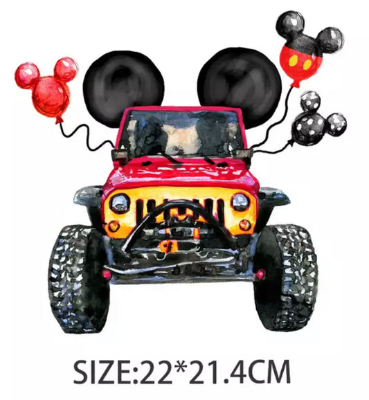 Mr. Mouse Jeep Balloon Birthday DTF Heat Transfer Ready to Press